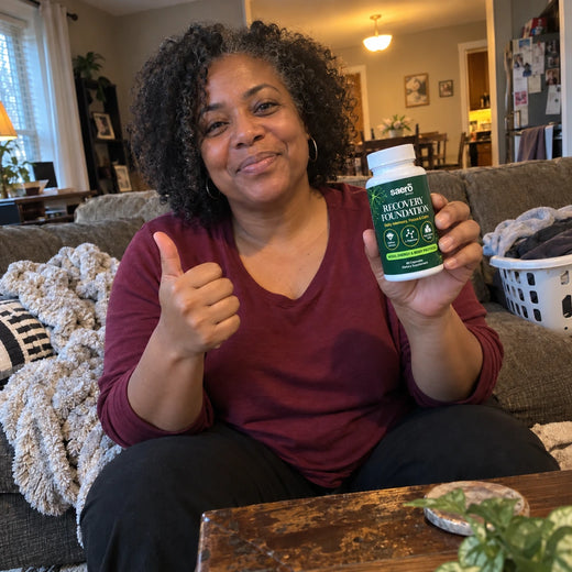 Customer in her living room, thumbs up