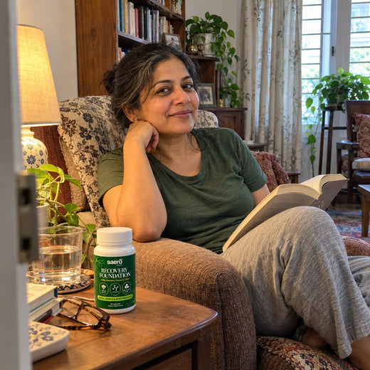 Customer in an armchair, bottle in hand